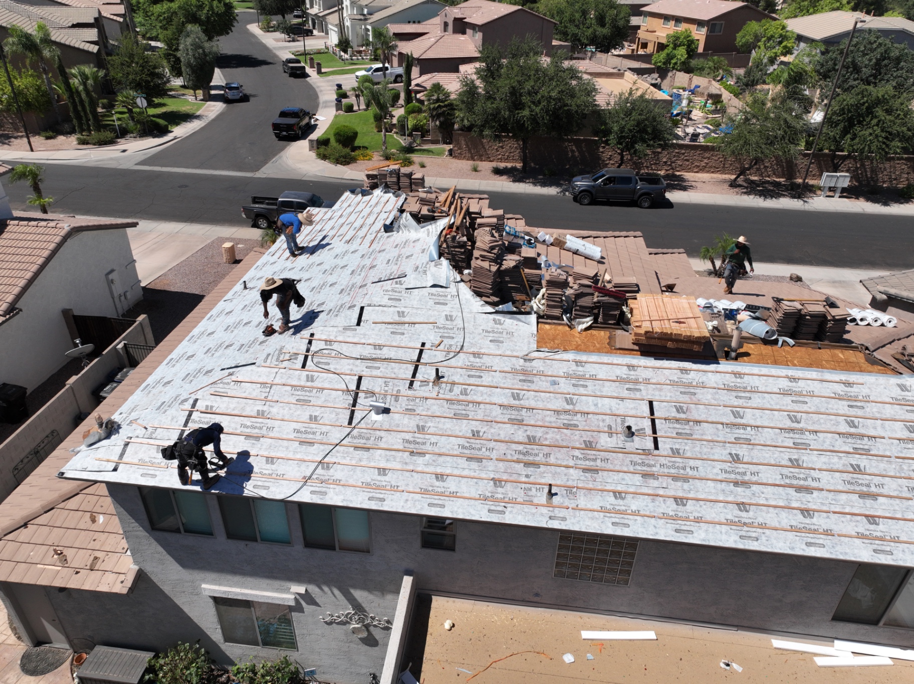 TileSeal HT synthetic underlayment installed