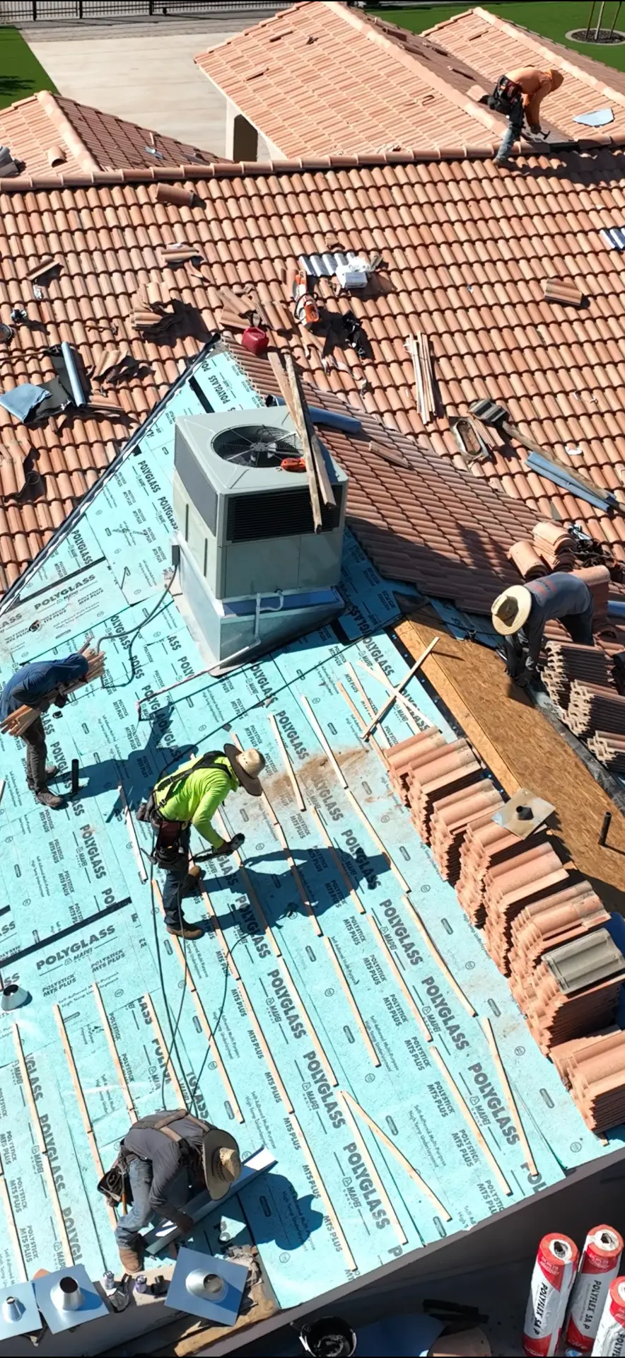 Polyglass Polystick MTS Plus underlayment installed on a Chandler AZ tile roof